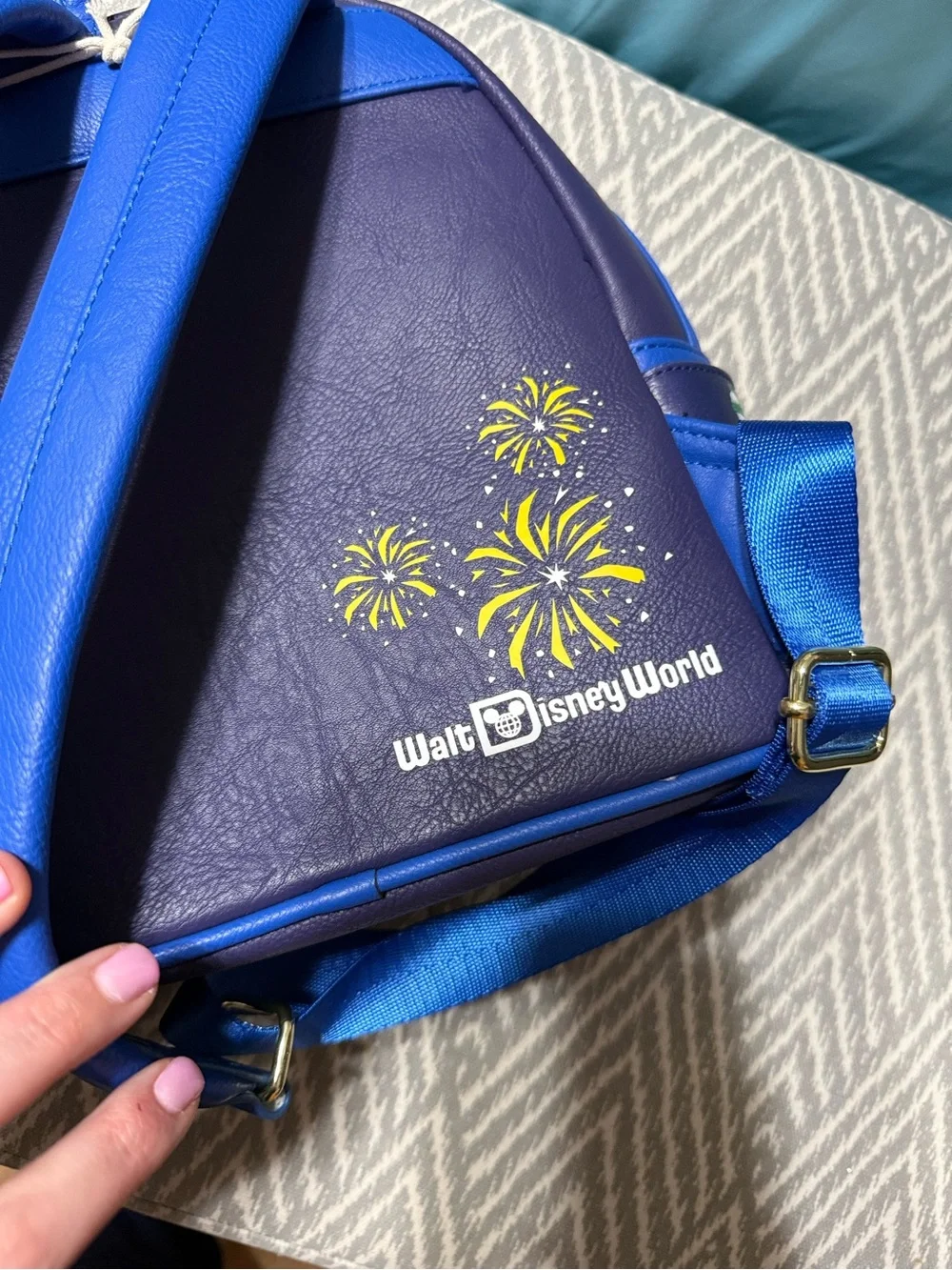 Loungefly Blue Disney Castle Mini Backpack with Fireworks